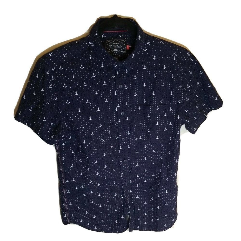 On The Road Short Sleeve Button Front Shirt Blue